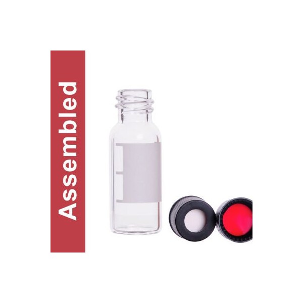 Cp Lab Safety. Wheaton MicroLiter 4ML Clear Screw Thread Vial Kit Marking Patch 13-425 Black PP Cap 100pk 13-1210K-A - main